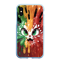 Чехол iPhone XS Max матовый Бешеная клякса, цвет: 3D-голубой