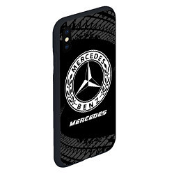 Чехол iPhone XS Max матовый Mercedes speed на темном фоне со следами шин, цвет: 3D-черный — фото 2
