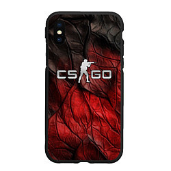 Чехол iPhone XS Max матовый CS GO dark red texture, цвет: 3D-черный