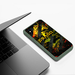 Чехол iPhone XS Max матовый CSGO fire and green, цвет: 3D-темно-зеленый — фото 2