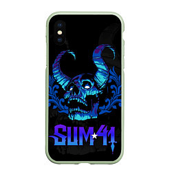 Чехол iPhone XS Max матовый Sum41 horns skull, цвет: 3D-салатовый