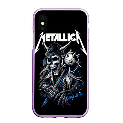 Чехол iPhone XS Max матовый Metallica - warrior, цвет: 3D-сиреневый