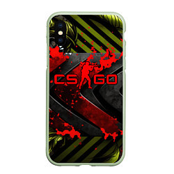 Чехол iPhone XS Max матовый CS GO red logo, цвет: 3D-салатовый