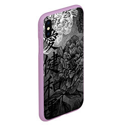 Чехол iPhone XS Max матовый Flowers - japanese art, цвет: 3D-сиреневый — фото 2