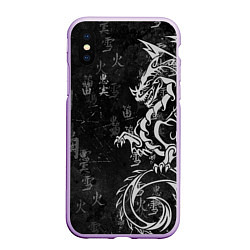 Чехол iPhone XS Max матовый White dragon - grunge, цвет: 3D-сиреневый