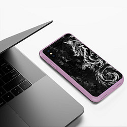 Чехол iPhone XS Max матовый White dragon - grunge, цвет: 3D-сиреневый — фото 2