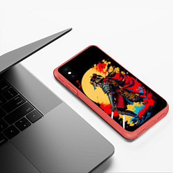 Чехол iPhone XS Max матовый Японский самурай - закат, цвет: 3D-красный — фото 2