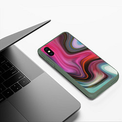 Чехол iPhone XS Max матовый Pink wave, цвет: 3D-темно-зеленый — фото 2