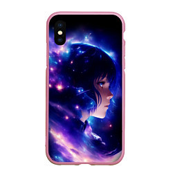 Чехол iPhone XS Max матовый Космическая женщина, цвет: 3D-розовый