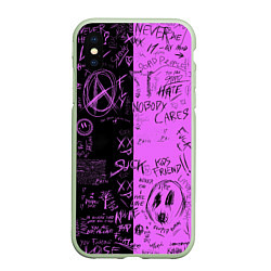 Чехол iPhone XS Max матовый Dead inside purple black, цвет: 3D-салатовый