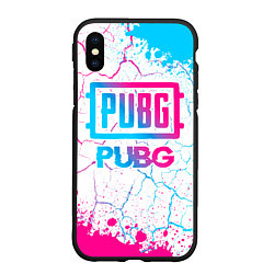 Чехол iPhone XS Max матовый PUBG neon gradient style, цвет: 3D-черный