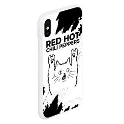 Чехол iPhone XS Max матовый Red Hot Chili Peppers рок кот на светлом фоне, цвет: 3D-белый — фото 2