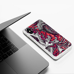 Чехол iPhone XS Max матовый Абстрактные разводы, цвет: 3D-белый — фото 2