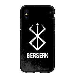 Чехол iPhone XS Max матовый Berserk glitch на темном фоне, цвет: 3D-черный