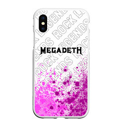 Чехол iPhone XS Max матовый Megadeth rock legends: символ сверху, цвет: 3D-белый