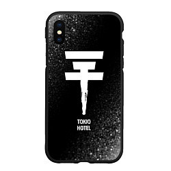 Чехол iPhone XS Max матовый Tokio Hotel glitch на темном фоне, цвет: 3D-черный