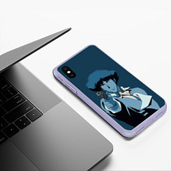 Чехол iPhone XS Max матовый Spike Spiegel blue, цвет: 3D-светло-сиреневый — фото 2