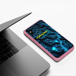 Чехол iPhone XS Max матовый Cyberpunk ice blue, цвет: 3D-малиновый — фото 2