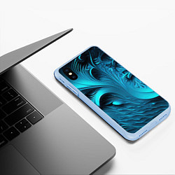 Чехол iPhone XS Max матовый Неоновые объемные узоры, цвет: 3D-голубой — фото 2