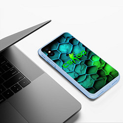 Чехол iPhone XS Max матовый CS GO green blue, цвет: 3D-голубой — фото 2