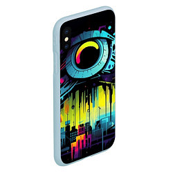 Чехол iPhone XS Max матовый The eye of cyberpunk, цвет: 3D-голубой — фото 2