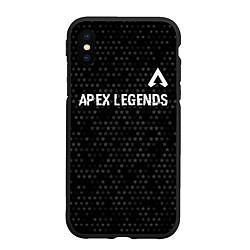 Чехол iPhone XS Max матовый Apex Legends glitch на темном фоне: символ сверху, цвет: 3D-черный