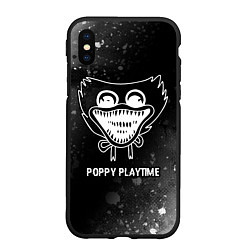 Чехол iPhone XS Max матовый Poppy Playtime glitch на темном фоне, цвет: 3D-черный
