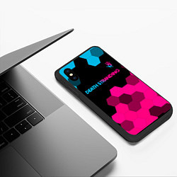 Чехол iPhone XS Max матовый Death Stranding - neon gradient: символ сверху, цвет: 3D-черный — фото 2