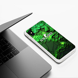 Чехол iPhone XS Max матовый CS GO green abstract, цвет: 3D-белый — фото 2