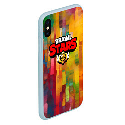 Чехол iPhone XS Max матовый Brawl Stars Logo Color, цвет: 3D-голубой — фото 2