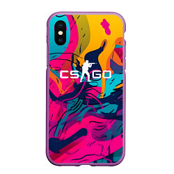 Чехол iPhone XS Max матовый Counter Strike Go Logo Color, цвет: 3D-фиолетовый