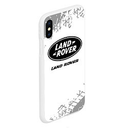 Чехол iPhone XS Max матовый Land Rover speed на светлом фоне со следами шин, цвет: 3D-белый — фото 2