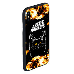 Чехол iPhone XS Max матовый Arctic Monkeys рок кот и огонь, цвет: 3D-черный — фото 2