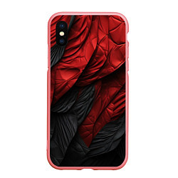 Чехол iPhone XS Max матовый Red black texture, цвет: 3D-баблгам