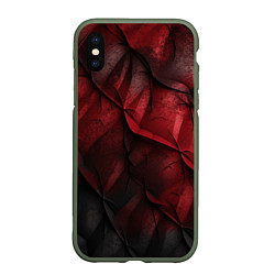 Чехол iPhone XS Max матовый Black red texture