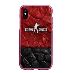 Чехол iPhone XS Max матовый CS GO red black texture, цвет: 3D-малиновый