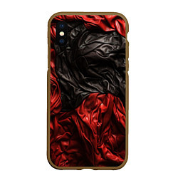 Чехол iPhone XS Max матовый Black red texture, цвет: 3D-коричневый