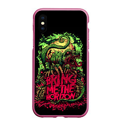 Чехол iPhone XS Max матовый Bring me the horizon dinosaurs, цвет: 3D-малиновый