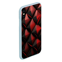 Чехол iPhone XS Max матовый Объемная текстура красная кожа, цвет: 3D-голубой — фото 2