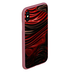 Чехол iPhone XS Max матовый Кожаная красная и черная текстура, цвет: 3D-малиновый — фото 2