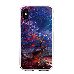 Чехол iPhone XS Max матовый Магический лес при луне, цвет: 3D-белый