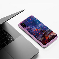 Чехол iPhone XS Max матовый Магический лес при луне, цвет: 3D-сиреневый — фото 2