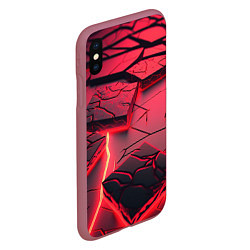 Чехол iPhone XS Max матовый Красные неоновые плиты, цвет: 3D-малиновый — фото 2