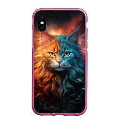 Чехол iPhone XS Max матовый Сердитый котик, цвет: 3D-малиновый