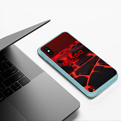 Чехол iPhone XS Max матовый CS GO red neon texture, цвет: 3D-мятный — фото 2