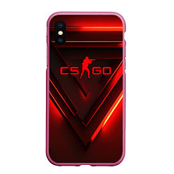 Чехол iPhone XS Max матовый CS GO red light, цвет: 3D-малиновый