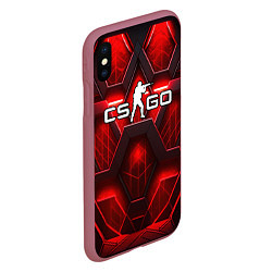 Чехол iPhone XS Max матовый CS GO red space abstract, цвет: 3D-малиновый — фото 2