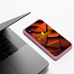 Чехол iPhone XS Max матовый CSGO orange logo, цвет: 3D-малиновый — фото 2