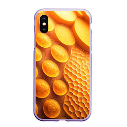 Чехол iPhone XS Max матовый Оранжевые круглые плиты, цвет: 3D-светло-сиреневый