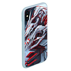 Чехол iPhone XS Max матовый Череп киберпанк, цвет: 3D-голубой — фото 2